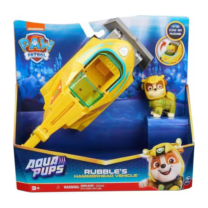 PAW PATROL AQUA PUPS VEHÍCULO TRANSFORMABLE DE RUBBLE DE SPIN MASTER - 1