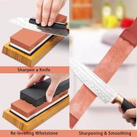 Juego De Piedra De Afilar Cuchillo Profesional Doble Cara Piedra De Afilado Con Base De Bambú Guía De Ángulo Piedra De Agua Multifuncional Para Cocina - details 4