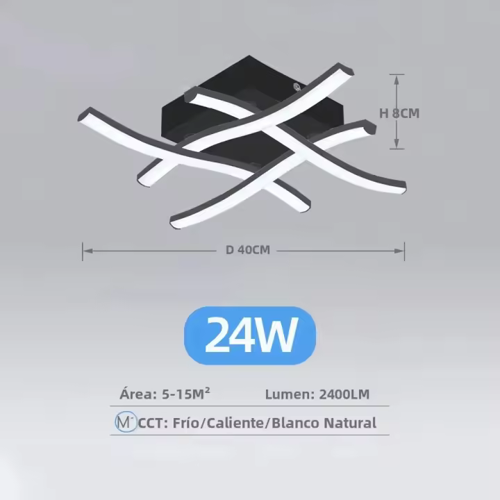 Luz De Techo LED Curvada Moderna 24W Para Sala De Estar Dormitorio Y Balcones 3 Colores Variables Instalación Sencilla Sin Certificación - 1