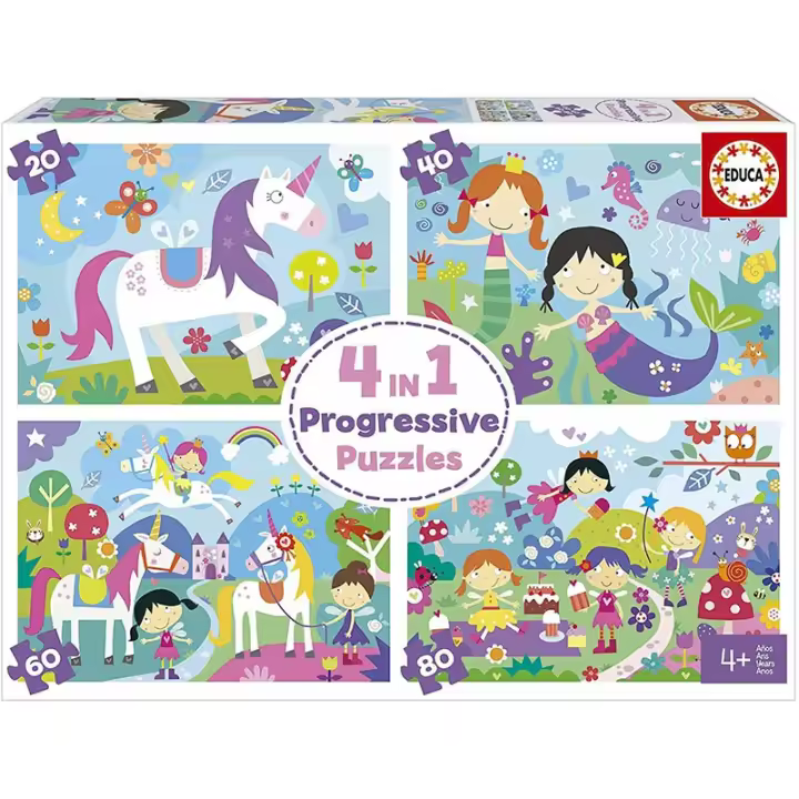 Puzzles progresivos 4 en 1 mundo fantasia - Educa 18905 - 1