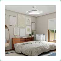 VZLED - Ventilador de techo con luz blanco, ventilador aspas retráctiles, ventilador techo silencioso, ventilador techo blanco, luz CCT - details 1