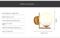 Lámpara De Pared Sférica De Vidrio Para Dormitorio Y Estudio Luz De Noche Simple En Oro Y Negro Estilo Nórdico Moderno - details 8
