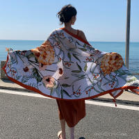 Bufanda De Playa Bohemia Para Mujer Pashmina Floral Estilo Fashion Verano Hijab Envoltura Echarpe Decorativa Polyester Sin Costuras - details 10