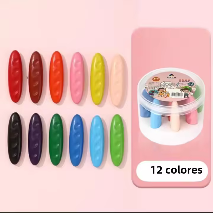 Crayones Plásticos Lavables En Forma De Maní 12/24/36 Colores Herramientas De Pintura Erasables Para Niños Sin Manos Sucias - 1