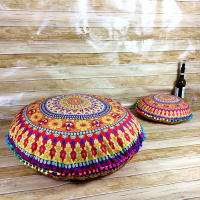Funda De Cojín Redonda De 43CM Estilo Bohemio Mandala Impreso Algodón 100% Material Para Casa Y Hotel - details 8