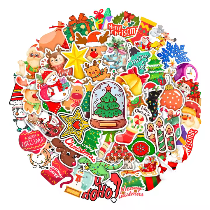 50PCS Etiquetas De Papel Anime Navideño Impermeables Para Skateboard Y Uso En Laptops Coches Guitarras Teléfonos Coloridas - 1