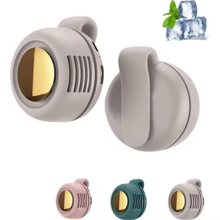 Ventilador de cuello sin aspas, miniventilador portátil silencioso con clip (2025). Ideal para exteriores, oficina, viajes y gimnasio. (Gris) - 1