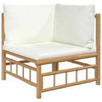 vidaXL Sofá esquinero de jardín bambú con cojines Crema, Gris oscuro, Conjunto Terraza Muebles Jardín Exterior Juego de Muebles de jardín Mueble Jardín Exterior Muebles de Salon Exterior - details 0