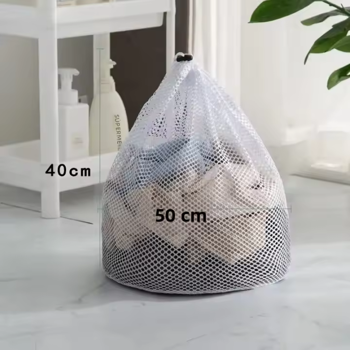 Bolsa De Ropa De Algodón Para Máquina De Lavar Con Cierre De Cordón Organizador De Ropa Sucia Red Gruesa Estilo Clásico - 1