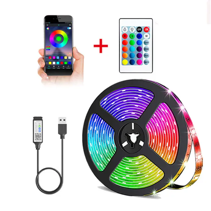 Tiras LED RGB 5050 Flexibles Con Control Remoto Y APP Para Decoración De Habitaciones Y Televisores Luz De Colores Cambiables Para El Hogar - 1