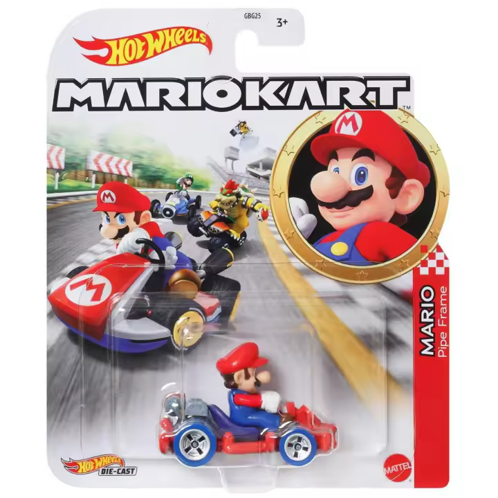 Hot Wheels Mario Kart 1:64 Diddy Kong, Princess Peach, Wario, Luigi, Baby Mario, Tanooki Mario, Yoshi, Toad, Mario, Bowser Jr, Donkey Kong - 1
