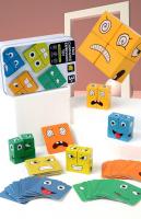 Bloques De Madera Educativos Para Niños Juego De Tablero 3D Cambio De Cara Cubo De Expresión Montessori Juguetes Interactivos Para Niños Y Niñas - details 0