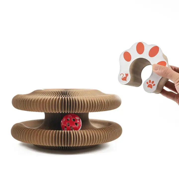 Tablero De Rasguñar Para Gatos Organ Con Campana Juguete Para Gatos Plataforma De Subida De Papel Ondulado Para Moler Uñas - 1