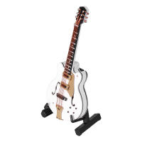 Mini Guitarra Blanca De Madera Con Soporte Modelo Exquisito Instrumento Musical Para Decoración De Hogar Y Oficina Adornos Artesanales - details 0