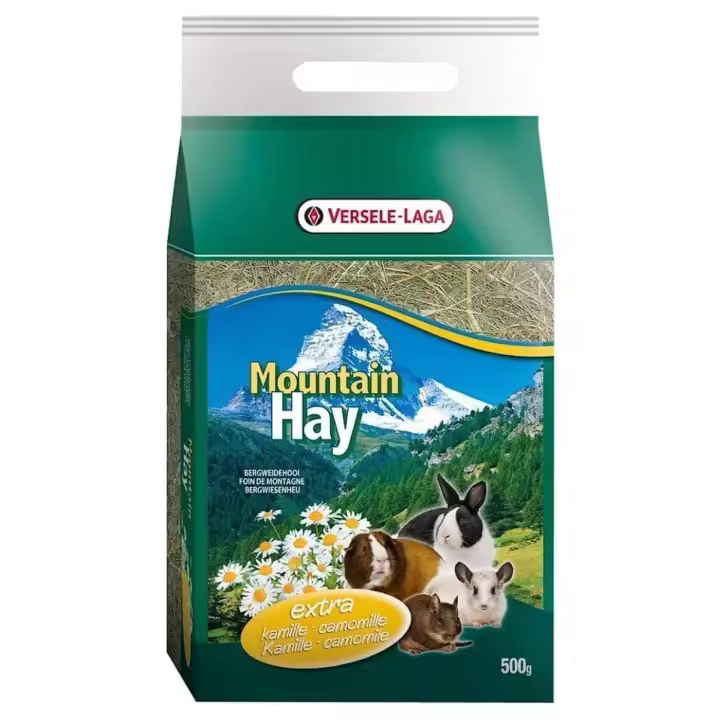 Heno conejo Versele Laga 500 gr - Heno cobayas Mountain Hay - Con Menta, Con Manzanilla o Con Dientes de Leon - Forraje Chinchilla y Roedores 100% Natural - 1