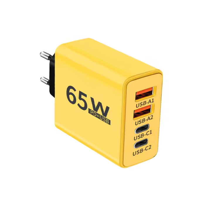 Cargador Rápido 65W USB C PD Adaptador De Carga Para iPhone 15 14 13 12 Xiaomi Samsung Tipo C Universal Blanco/Negro/Amarillo Con Enchufe EU/US - 1