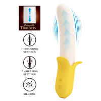 PRETTYLOVE BANANA GEEK VIBRADOR CON THRUSTING DILDO CARGA USB COLOR AMARILLO - details 0
