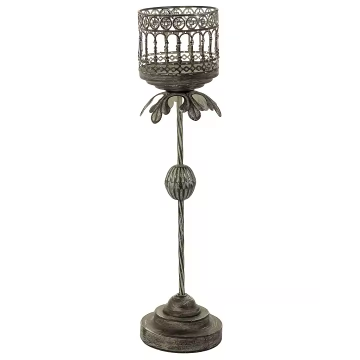 WANDERLUST DECO Candelabro de Metal Marrón 13x13x51.5h Cm - Agrega Calidez a Tu Hogar - 1