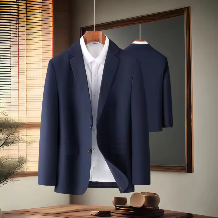 Chaqueta De Negocios Elegante Y Moderna Para Hombre En Colores Sólidos Gris Negro Azul Oscuro Talla Regular Cierre Frontal Simple Estilo Trabajo Ocio - 1