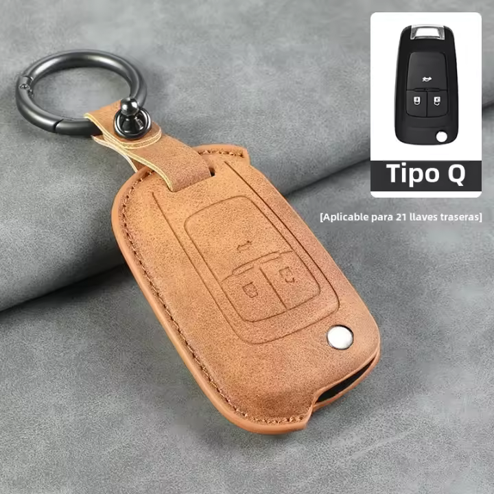 Funda De Llave De Coche En Cuero Para Chevrolet Buick Cruze Aveo Trax Sail Malibu Captiva Vauxhall Astra Corsa Insignia Mokka Color Grey/Volcanic Red/Brownish Yellow/Olive Green - 1