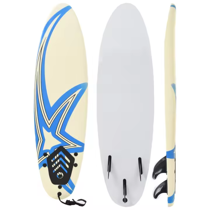 vidaXL Tabla de Surf 170 cm Deportes Acuáticos Exterior Navegación Estampado Boomerang,  De rayas,  Azul y mas - 1