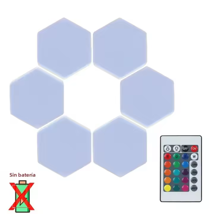 Lámpara De Noche LED RGB Con Sensor Táctil Hexagonal Decoración Para Dormitorio Luz Colorida Control Inalámbrico Figura De Césped - 1