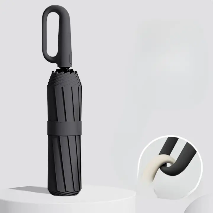 Paraguas Automático De Dos Propósitos Resistente Al Viento Y a La Lluvia UV Resistente Con Hebilla De Anillo Portátil Para Exteriores Para Adultos Tamaño 48-53cm - 1