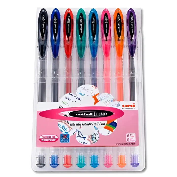 Uni-Ball Uniball Rollerball Gel Capuchón 0.7mm Surtido 8 Colores Alta Calidad - 1