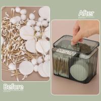 Contenedor Organizador De Baño Con 3 Secciones Para Algodones Y Tapones De Cera Transparente Almacenamiento De Cosméticos Jarra Para Algodones Y Tapones - details 14