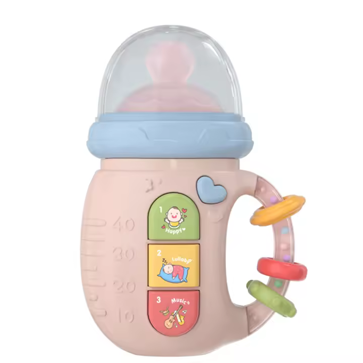 Biberón Musical Para Bebés Juguetes De Pacificador Suave Para Morder Rattles Educativos Para Recién Nacidos 0-12M Alivio Del Dolor Música Soothing Regalo Para Recién Nacidos - 1
