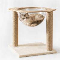 iPewwie - Rascador para gatos de madera con cama acrílica y poste de sisal 40x40x43 cm Diseño moderno y compacto Árbol para gatos Sisal resistente Fácil de montar - details 1