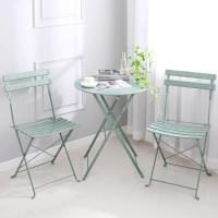 Juego de Mesa y sillas Plegables para balcón al Aire Libre de Tres Piezas, Juego de Mesa y sillas de Taberna para terraza de Acero, Juego de Muebles de Mesa y Silla Plegables de 3 Piezas - details 2