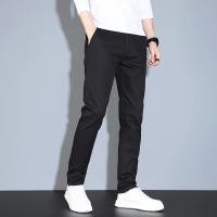 Pantalones De Verano Casuales Para Hombre En Caqui Y Gris Cintura Elástica Comodidad Ultrafinos De Seda Helada Pantalones Negocios Estilo Recto Ropa De Marca - details 16
