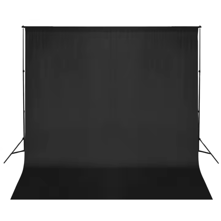 vidaXL Sistema de soporte de telón fondo fotográfico 600x300 cm negro - 1