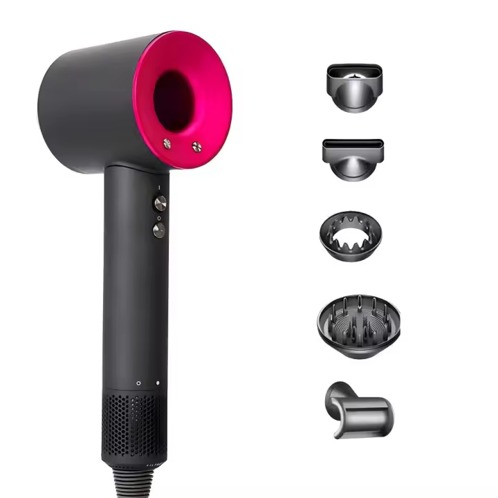 Cecodadi-Secador de Melo Profesional Iónico "Hair Dryer" Mixury de 2000W en Metal y Fucsia, "Supersonic" de Nueva Generación, 4 niveles de temp y 3 velmodades con 5 boquillas magnéticas y colgador. - 1