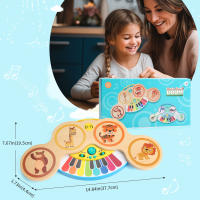 Teclado De Madera Con Batería Y Luz Juguete Educativo Para Bebés De 12 Meses Instrumento Musical Con Animales De Peluca Regalos Para Niños - details 5