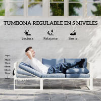 Outsunny Conjunto de Muebles Jardín Exterior de 4 Piezas Sofá Exterior Seccional Forma de L con 2 Sofás de 2 Plazas Sofá de Esquina con Asiento Ajustable y Mesa Centro de DPC con Cojines Beige y Gris - details 4