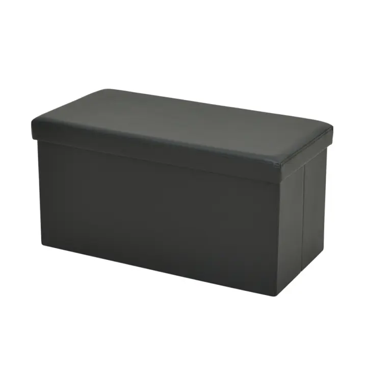 Puff Taburete Plegable, Banco Asiento Plegable Almacenamiento, Cuero Sintético, 76x38x38cm - 1
