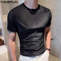 Camiseta Estilo Casual Para Hombres INCERUN Tees De Moda Con Cordón Cuello Redondo Estirable Tallas S-3XL Para Fiestas Y Mostrados - details 6