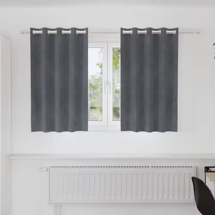 Cortinas Blackout vidaXL con Ojetes 2 pcs Super Gris Claro Terciopelo - 1