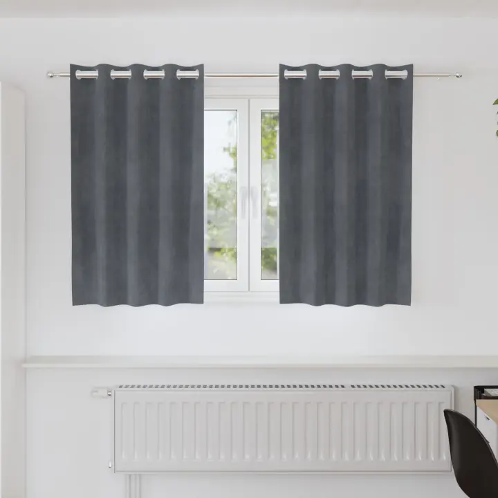 Cortinas Blackout vidaXL con Ojetes 2 pcs Super Gris Claro Terciopelo - 1
