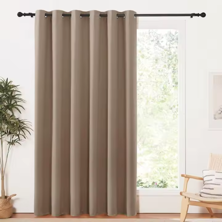 PONY DANCE Blackout Window Curtain for Home Divider - Thermal Insulated Eyelet Door Curtain for Energy Saving Nursery Light Blocking Wide Drape for Bedroom, 1 Panel, 80-inch W x 84 L, Mocha - 1