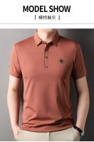 Camisa Polo De Verano Para Hombre Seda Suave Transpirable Manga Corta Bordada Estilo Coreano Moda Casual Camiseta De Cuello Redondo - details 16