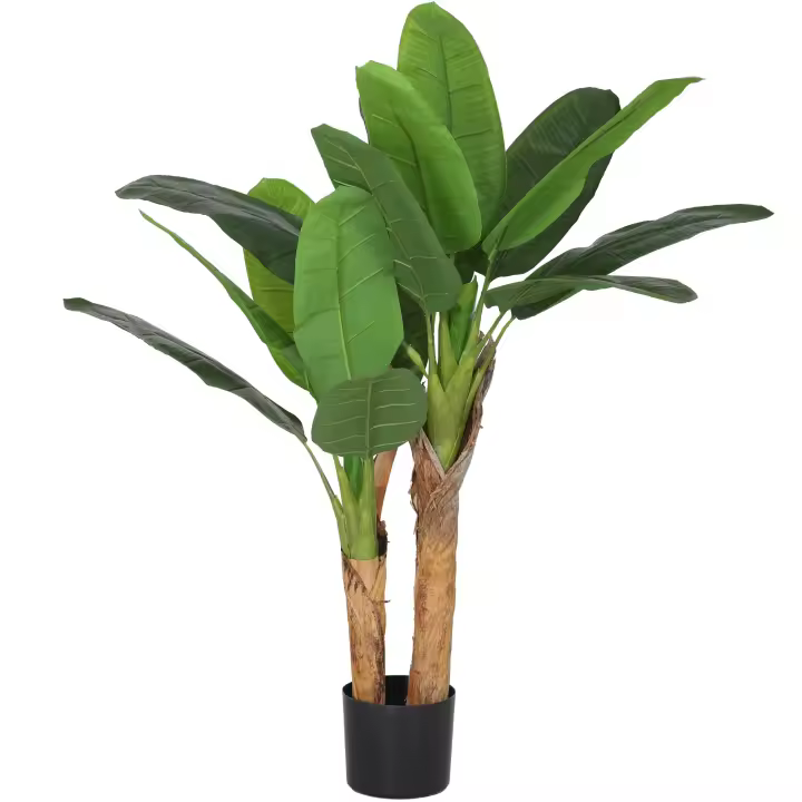 HOMCOM Bananera Artificial Ø17x120 cm Planta Artificial con Maceta y 15 Hojas Planta Artificial Decorativa para Interior Verde - 1