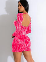 Beyprern Vestido Mini De Noche Con Diamantes Negro Elegante Y Sexy Para Fiesta Cumpleaños Y Salidas Vestido De Fiesta Con Adornos De Cristal - details 8