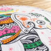 Toalla de Playa Redonda Bohemia Elefante 150cm con Flecos, MEJORADA, Microfibra Antiarena, Secado Rápido 580g, Manta Mandala para Playa, Yoga, Picnic y Decoración - details 4