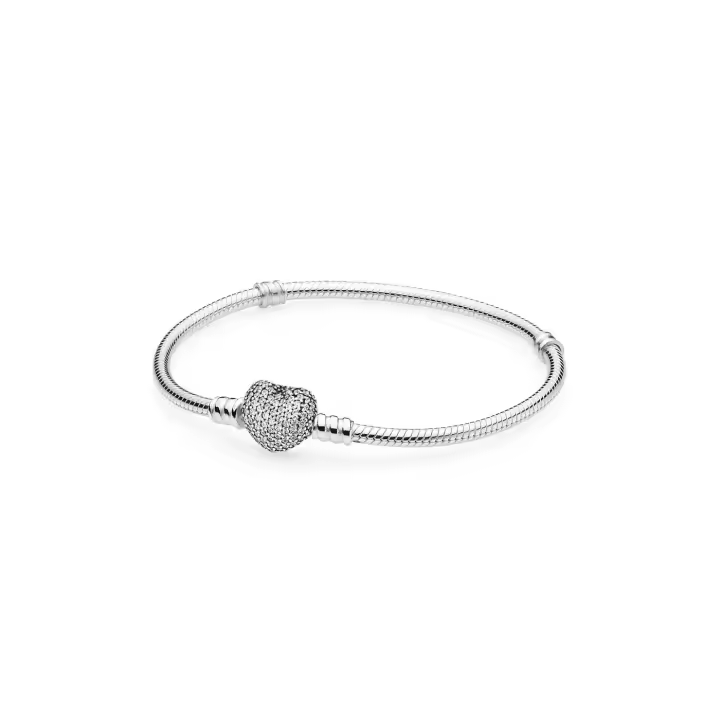 Pulsera Pandora con cierre de corazón en pavé, Ref: 590727CZ - 1