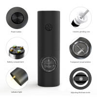 Juego De Molinillos De Sal Y Pimienta Eléctricos Automáticos Recargables Con Gravedad Molinillo De Especias Ajustable Para La Cocina Herramientas De Metal Ecológicas - details 6