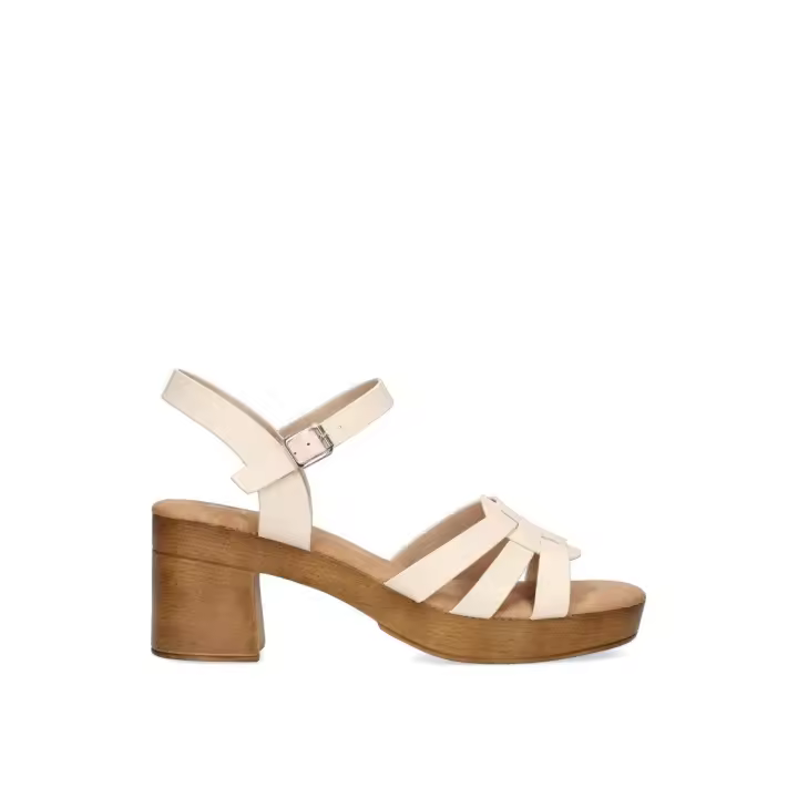 SANDALIA CON TIRAS ETIKA BUTIHONDO 30017 MUJER, BEIGE - 1