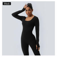 Conjunto De Entrenamiento De Yoga Para Mujer Con Padded Jumpsuit Sin Espalda Y Manga Larga Tights Fitness Running Entrenamiento - details 4